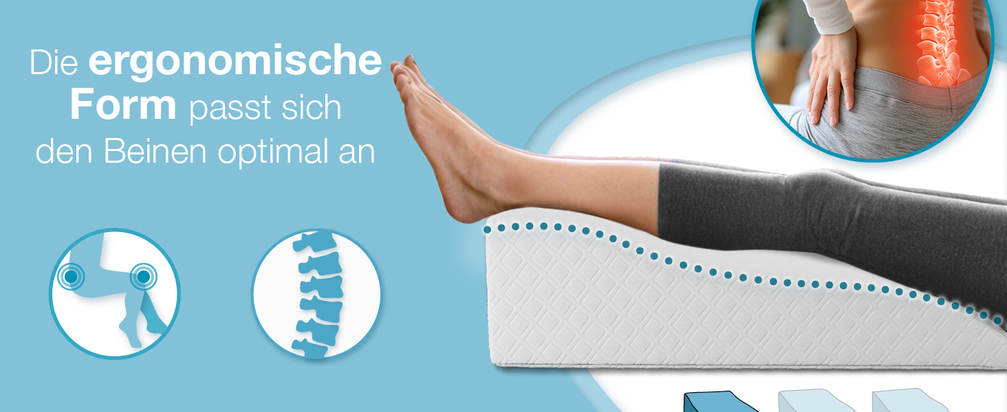 Подушка для ніг ELONEO з піною з пам'яті, для зняття напруги, знімний чохол, 68x40x16 см, (Плоска, Біла)