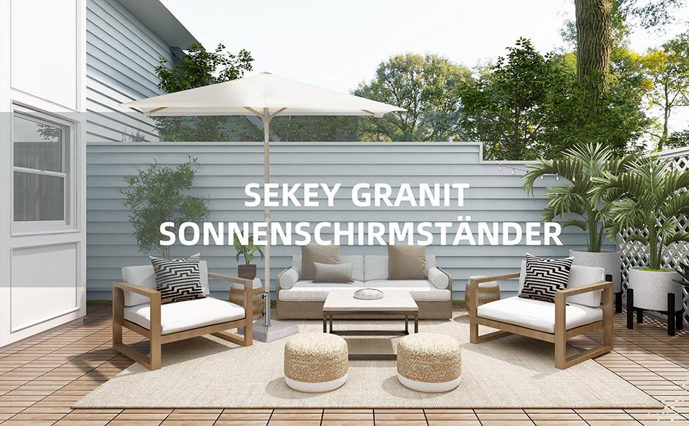 Підставка для парасольки Sekey Granit сіра 25 кг, сталевий трубчастий стовпчик, для парасольок 22-38 мм, балконна підставка