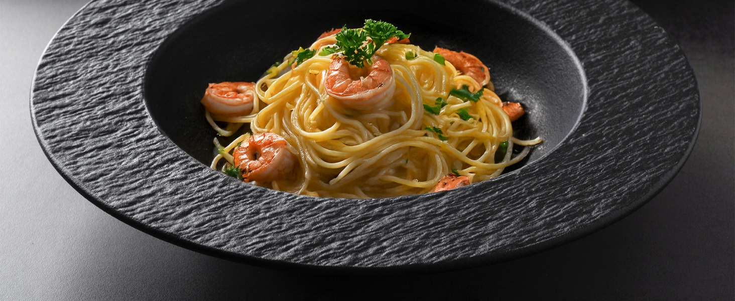 MIAMIO Набір посуду 20 предметів / Сучасний керамічний посуд / Сервіз для 4 осіб - Колекція Oasis (Чорний, 20 шт.) / Чорний посудовий набір (20 шт.)