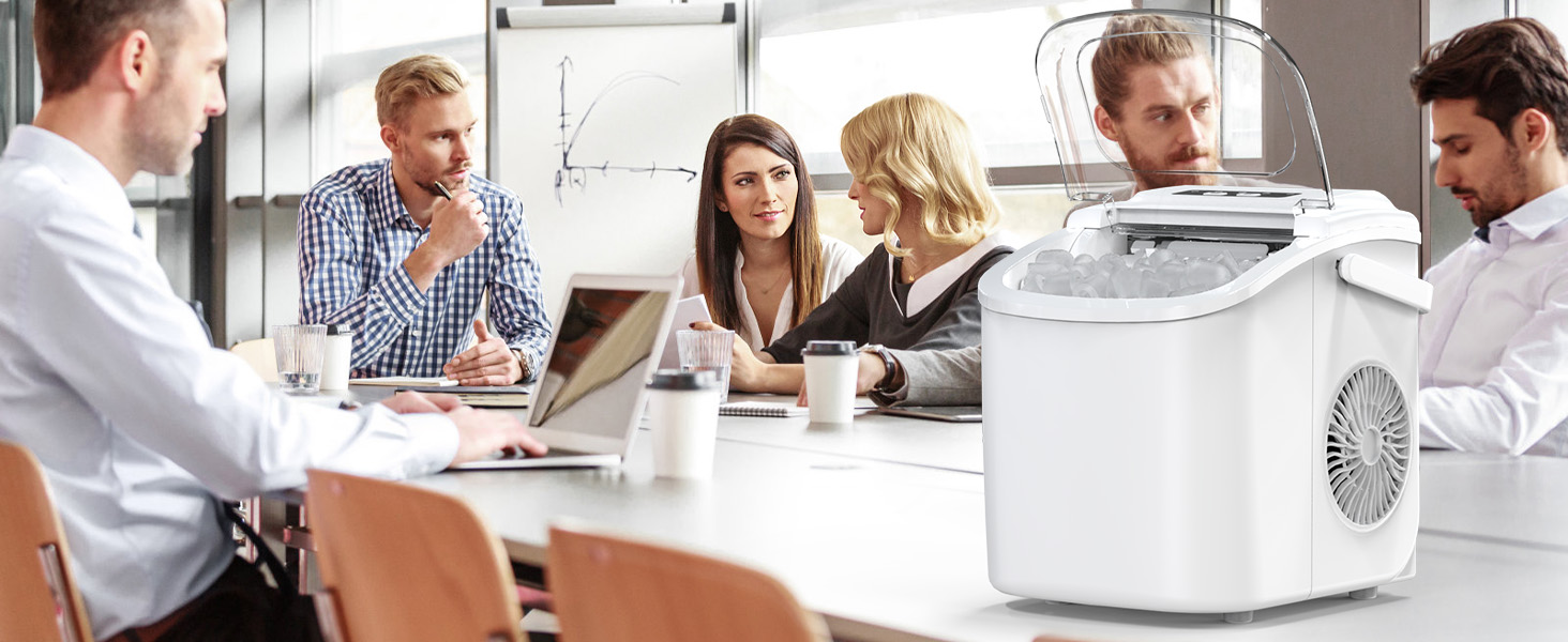 Портативний льодогенератор Kleine Eiswürfelbereiter - швидке виробництво льоду (9 кубиків за 6 хв), самоочищення, білий