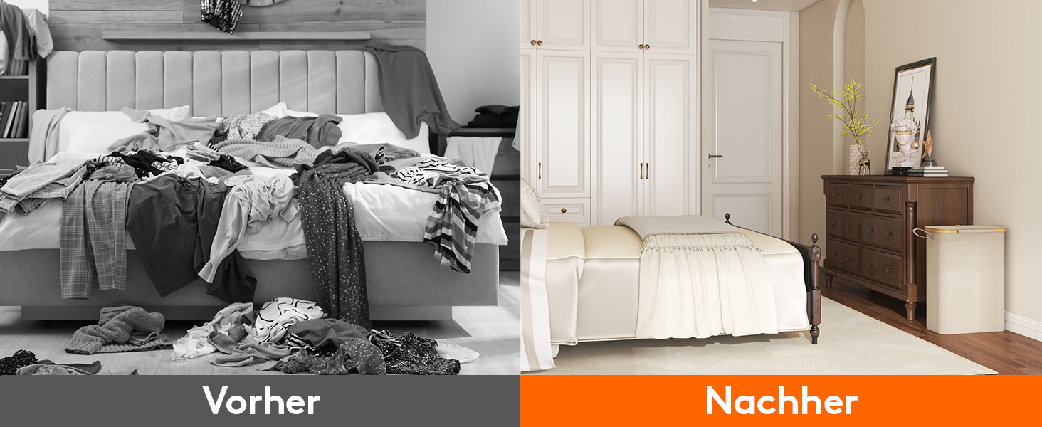 Кошик для білизни Lifewit 50L з кришкою, бамбуковий, з ручкою, для квартири, гуртожитку, кемпінгу, бежевий