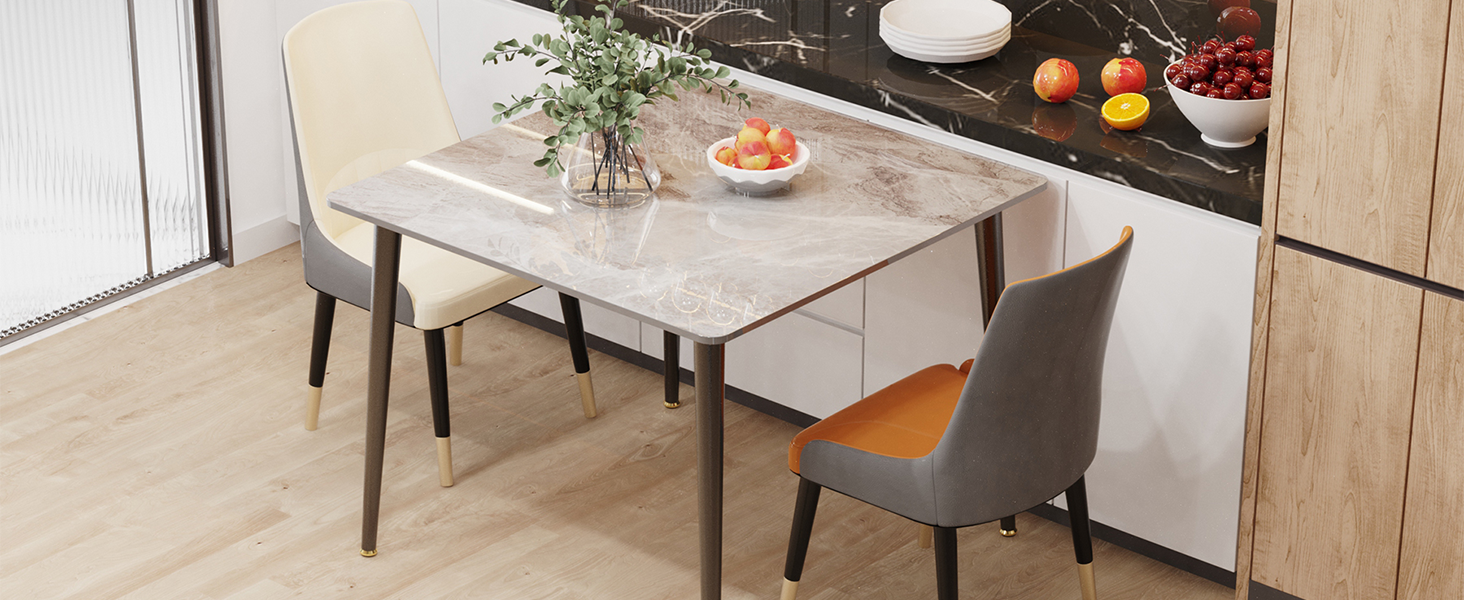 Стіл кухонний FATIVO, 80x80 см, білий глянцевий, для 2 осіб, скандинавський стиль, металеві ніжки