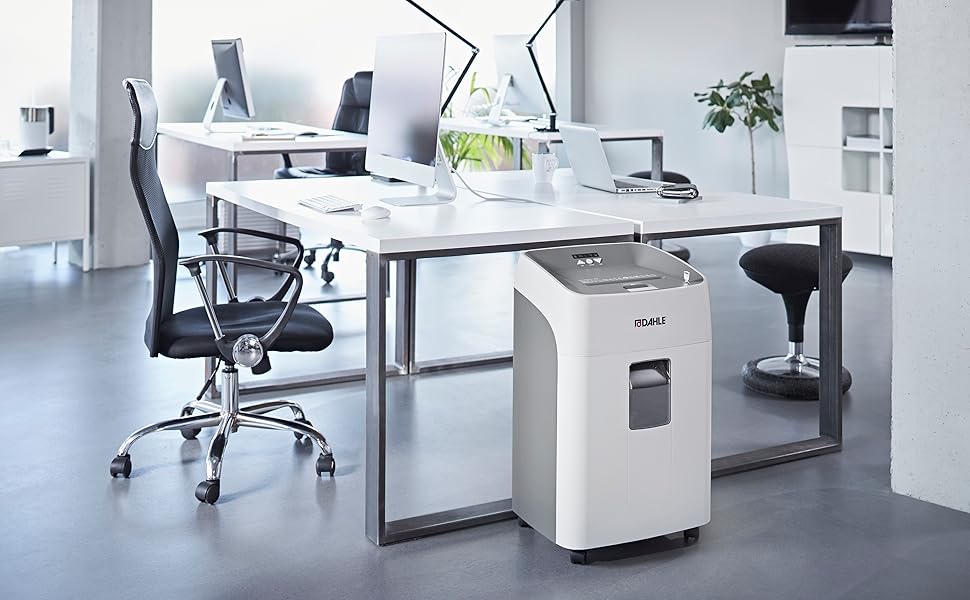 Шредер Dahle ShredMATIC 90 з автоподачею паперу, P-4, 300 аркушів, світло-сірий/сірий, без масла, без обслуговування