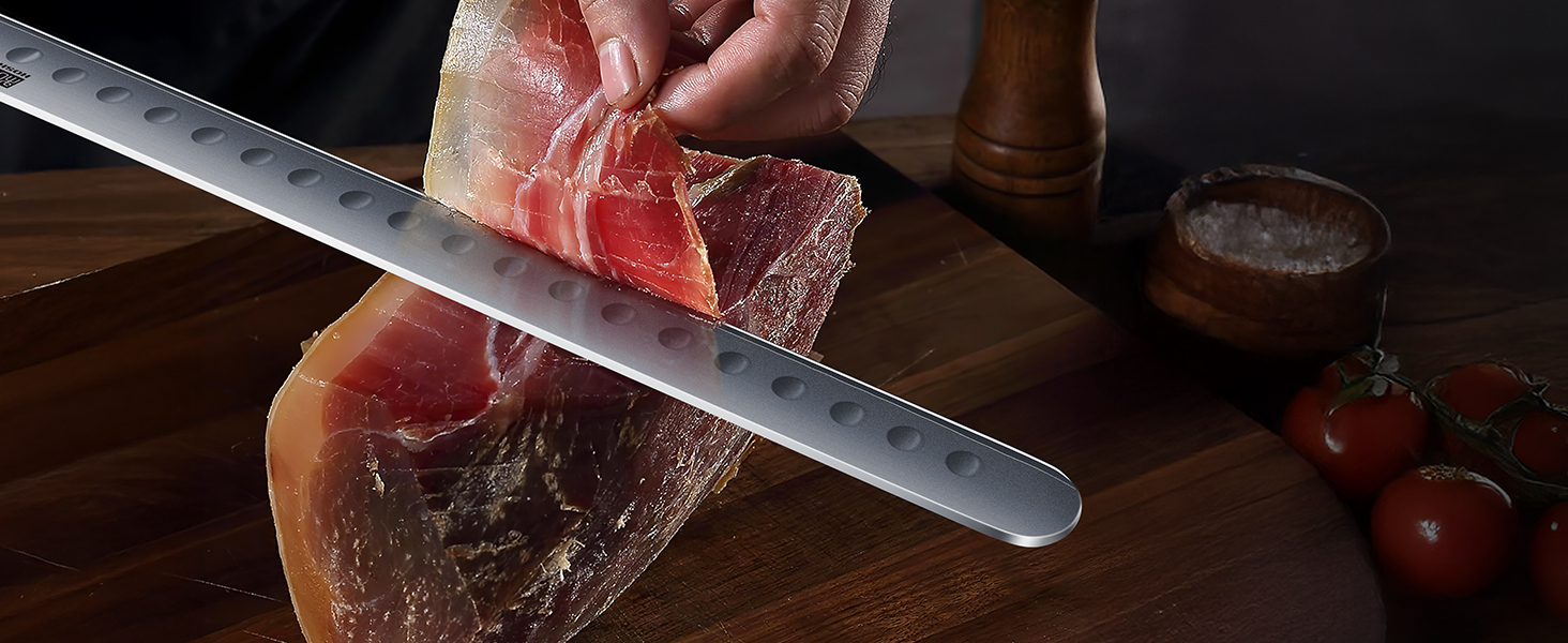 Набір кухонних ножів HOSHANHO 7 предметів: професійний набір з японської сталі з високим вмістом вуглецю, ультрагострі ножі з ергономічними ручками з паккавуду (3 ножі для обробки м'яса)