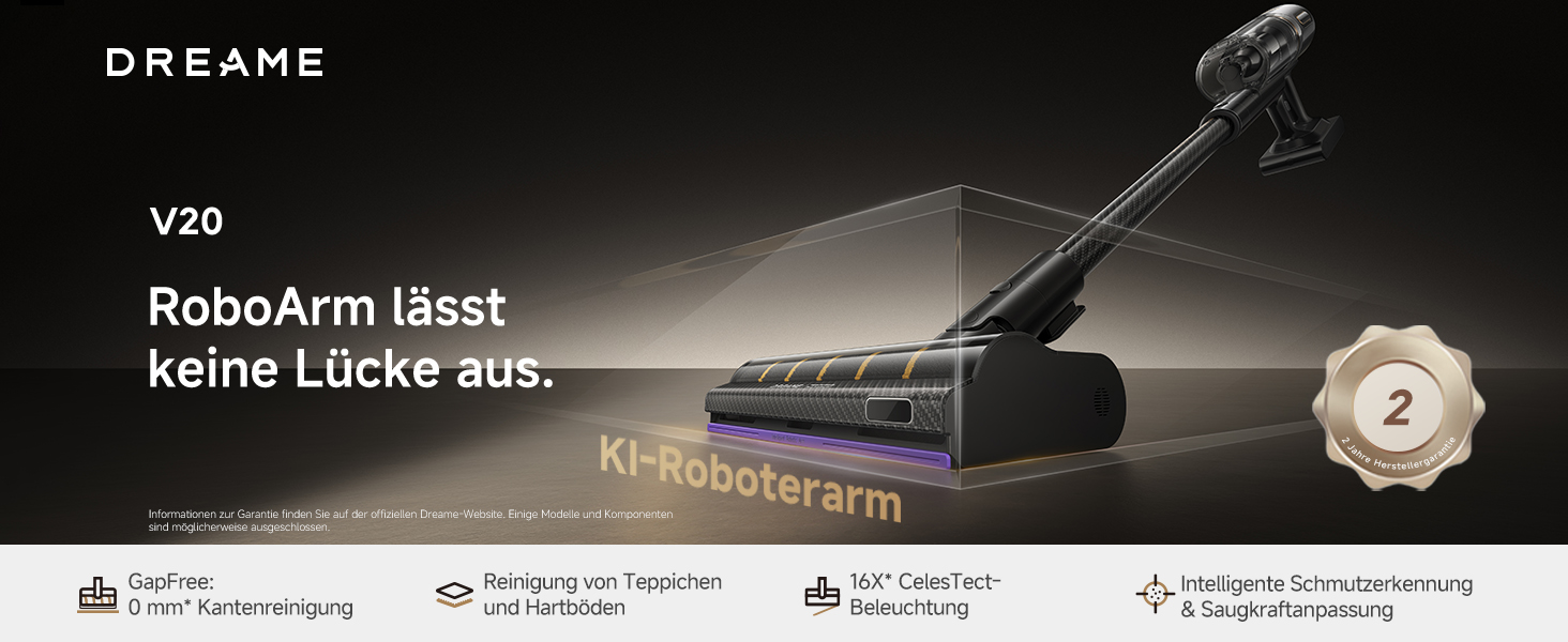 Dreame бездротовий пилосос V20: для твердих підлог та килимів, 24000PA, 90 хв роботи, фільтрація 99.99%, видалення шерсті тварин