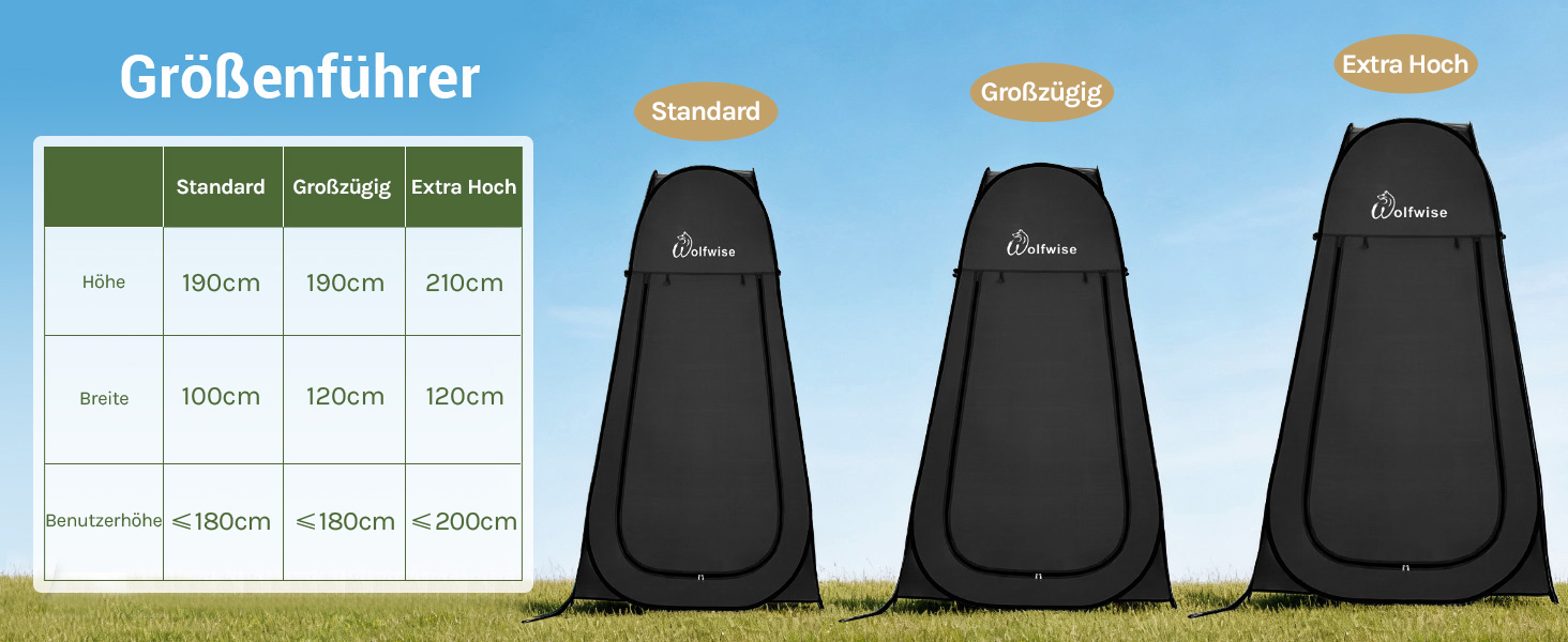 Складана душова кабіна-намет WolfWise для кемпінгу та переодягання, водонепроникний приватний намет-туалет з UV-захистом, 120x190 см, зелений/синій