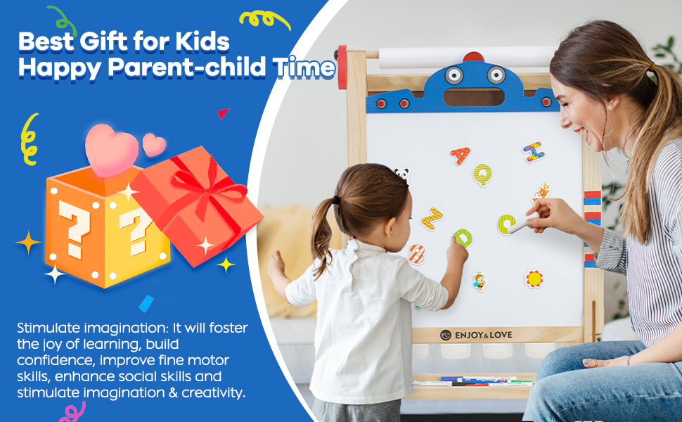 Дитяча мольберт Kinder Staffelei з двома сторонами, регульована висота, з роликом для паперу, аксесуари, підставка для речей (робот)