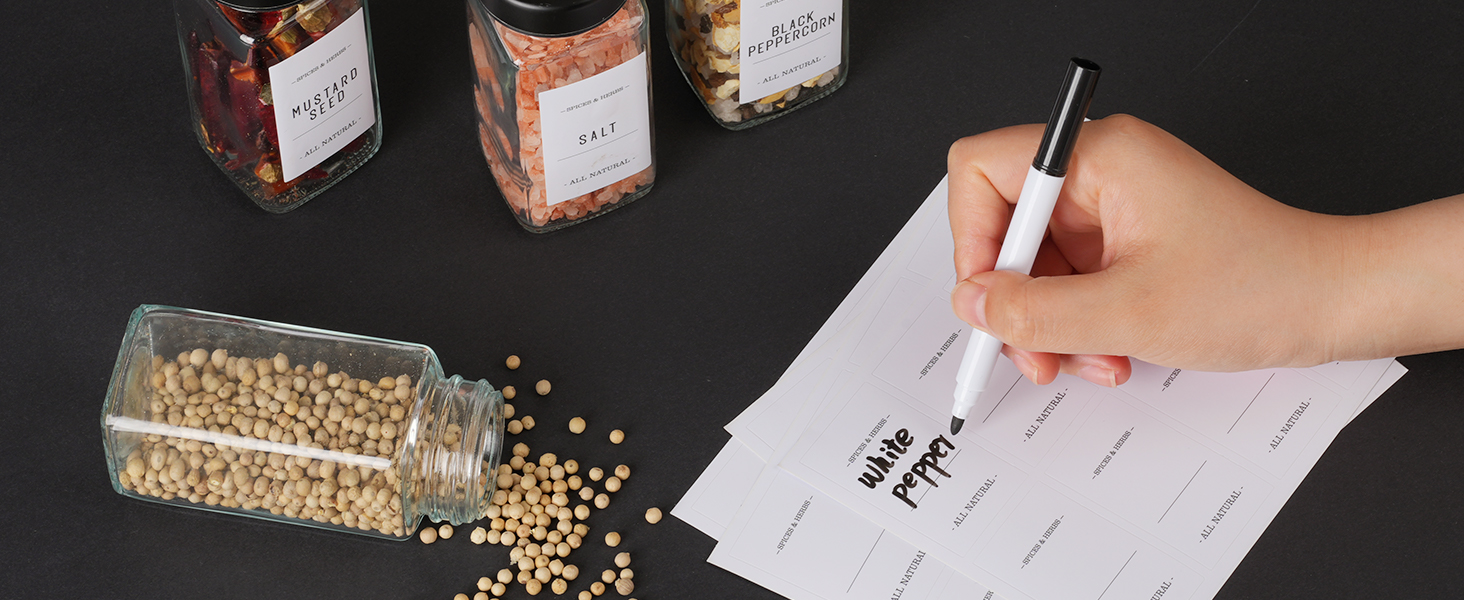 Набір скляних банок для спецій Friberg з дозатором, 20 шт. x 120 мл, з нержавіючою кришкою, чорний