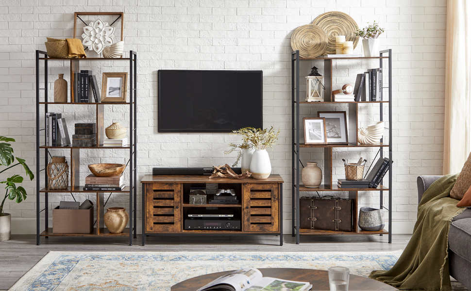 Стелаж VASAGLE з 5 полицями, для дому, офісу, вітальні, спальні, home office, індустріальний дизайн, vintage brown-black