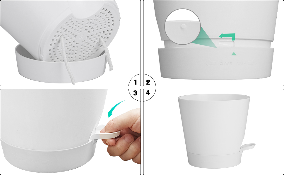 Набір горщиків для квітів 2 шт. 25.4 см та 20.3 см, пластик, з системою поливу, для дому, балкону, саду, сукулентів, кактусів (зелений, білий)