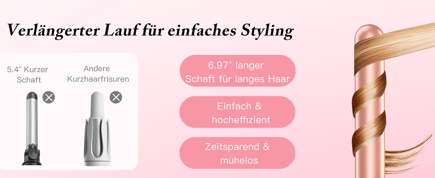 BESTOPE PRO Lockenstab 6-в-1: великі та малі локони, різні насадки, регулювання температури, рожеве золото
