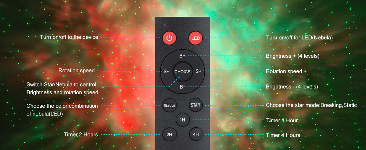 Проєктор зоряного неба Smart Sternenhimmel WiFi з пультом, додатком та голосовим керуванням, 16 млн кольорів, тихий (25 дБ), 4 кути нахилу - білий