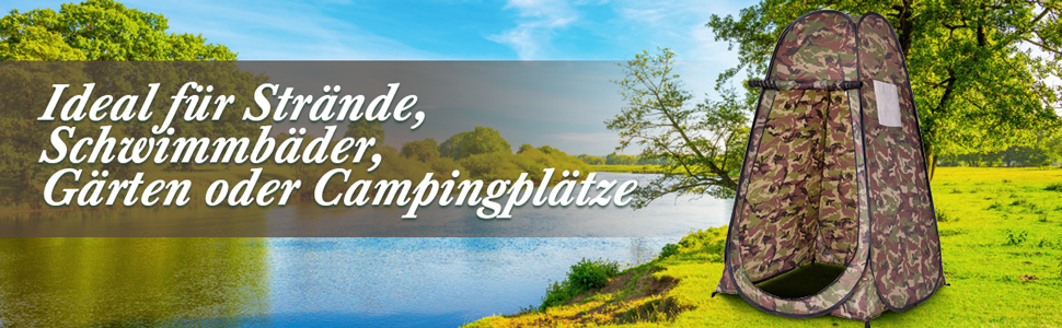 Намет переодягання Relax4Life з системою Pop-up, душовий намет, туалетний намет з вікном, намет-кімнату з поліестеру, 120 x 120 x 190 см, камуфляж Flecktarn