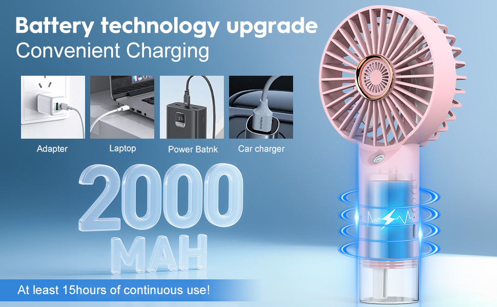Вентилятор настільний USB-C портативний рожевий Turbo Cooling для дому, офісу, кемпінгу. Безшумний вентилятор на стіл