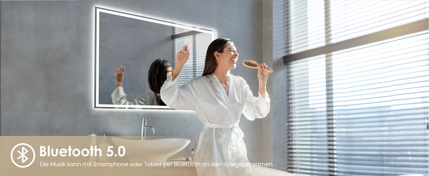 Дзеркало для ванної кімнати Dripex з LED-підсвічуванням 50x70 см (60x80 см) з Bluetooth, розеткою та протитуманним покриттям