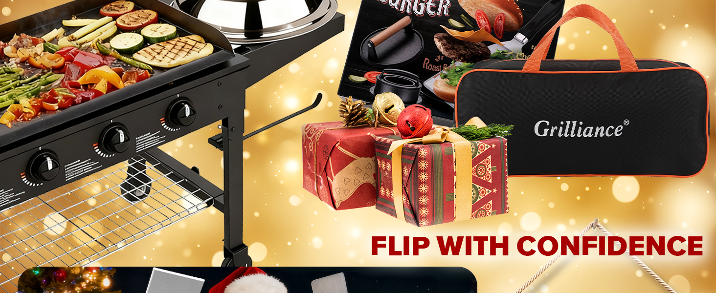 Набір для гриля та тепаньякі 27-TLG: шпатель, прес для котлет, аксесуари з нержавіючої сталі для чоловіків, подарунковий набір для приготування бургера на грилі Blackstone