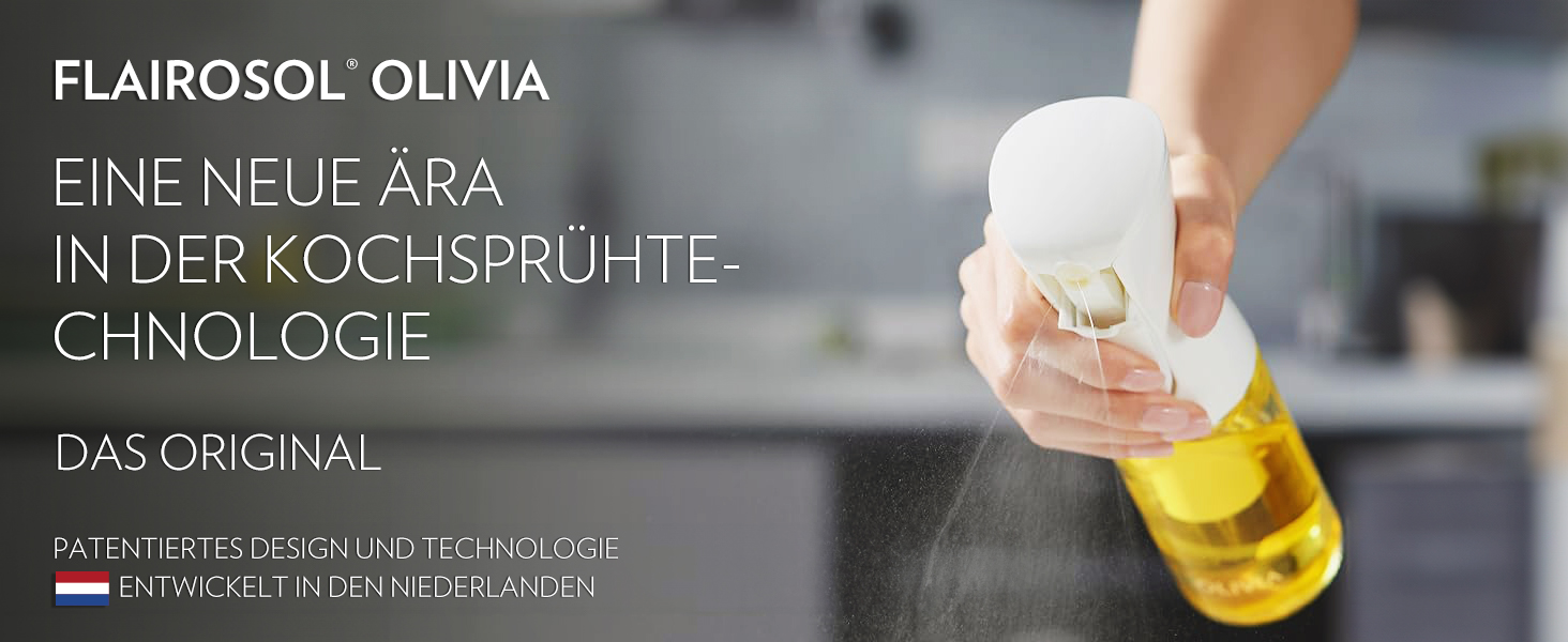 Скляний розпилювач для олії FLAIROSOL OLIVIA 130мл з контролем порцій, золотисті листя — універсальний спрей для готування, салатів, гриля та випічки