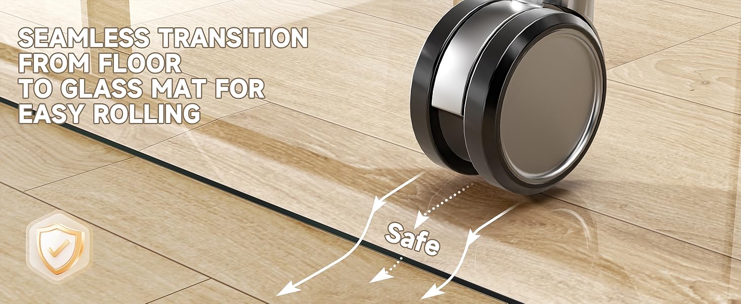 Захисна підкладка під офісний стілець з прозорого скла, 121 x 91 см, з заокругленими краями, для захисту підлоги, підходить для килимових та дерев'яних підлог