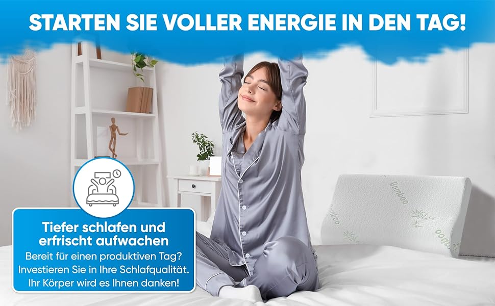 Ортопедична подушка для шиї з ефектом пам'яті (Memory Foam) – Ергономічна подушка для сну на боці та спині, дихаюча, зі знімним чохлом що миється