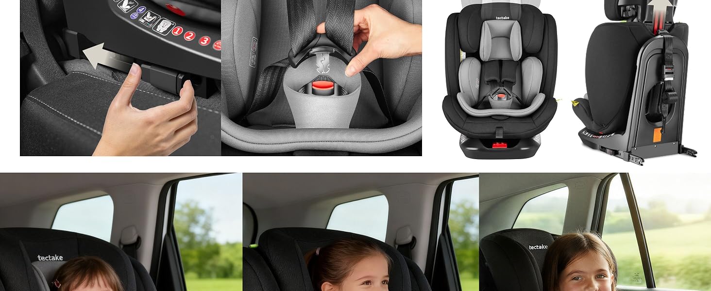 Дитяче автокрісло tectake® поворотне на 360°, i-Size, кріплення ISOFIX, до 150 см