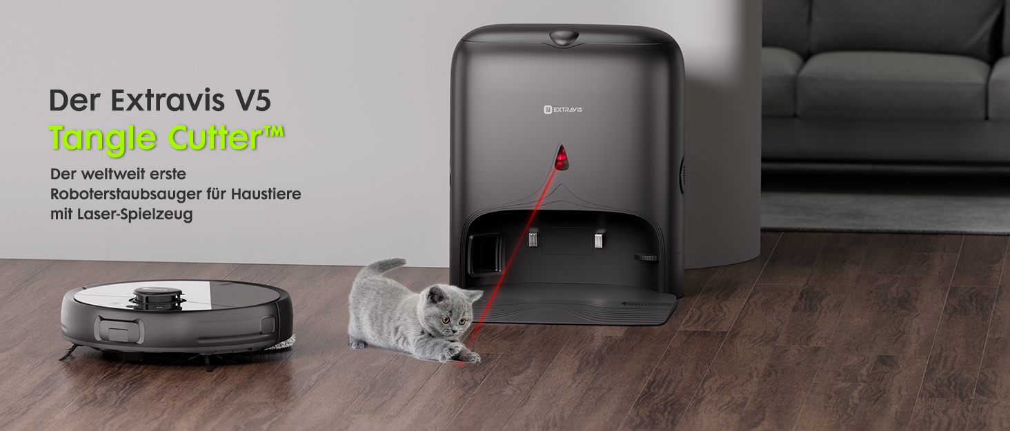 Робот-пилосос з функцією миття, автоматичне спорожнення (75 днів), потужність 8500Pa, зрізач для шерсті тварин, лазерна іграшка для котів, лазерна навігація, знімне м'яке прибирання, робот-пилосос для твердих поверхонь, килимів та шерсті тварин, чорний