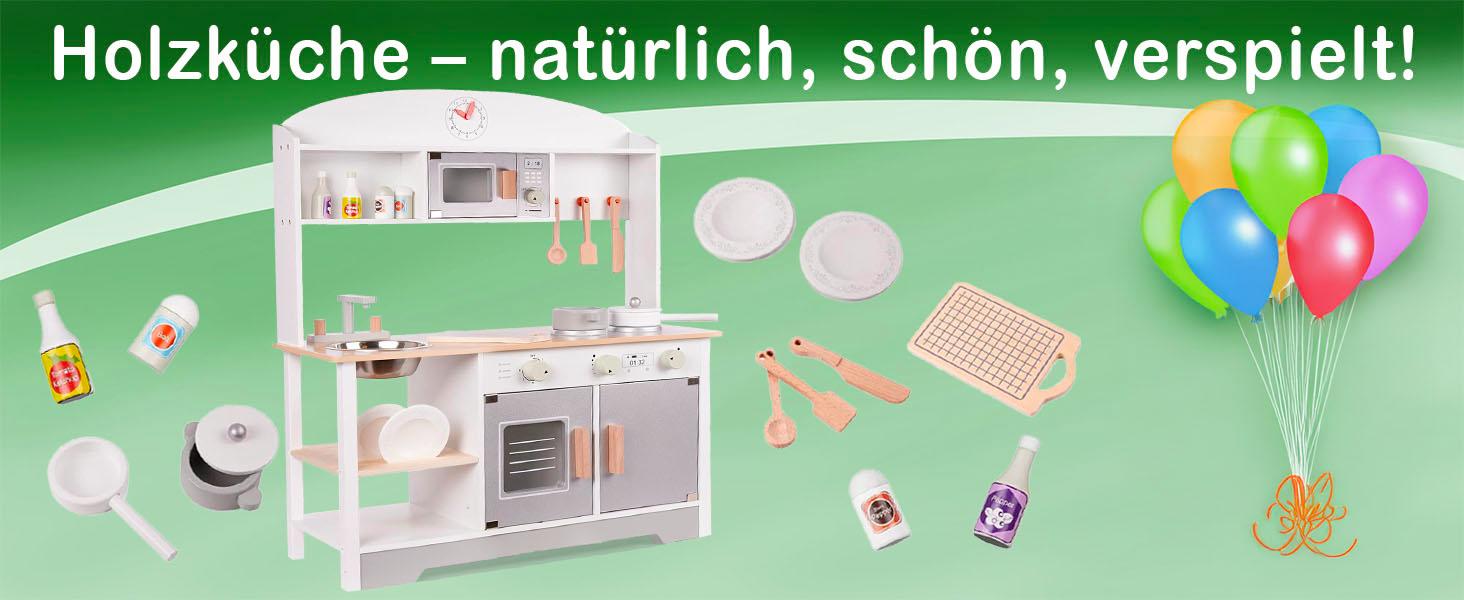 Дерев'яна дитяча кухня з раковиною, духовкою та витяжкою, модель 1