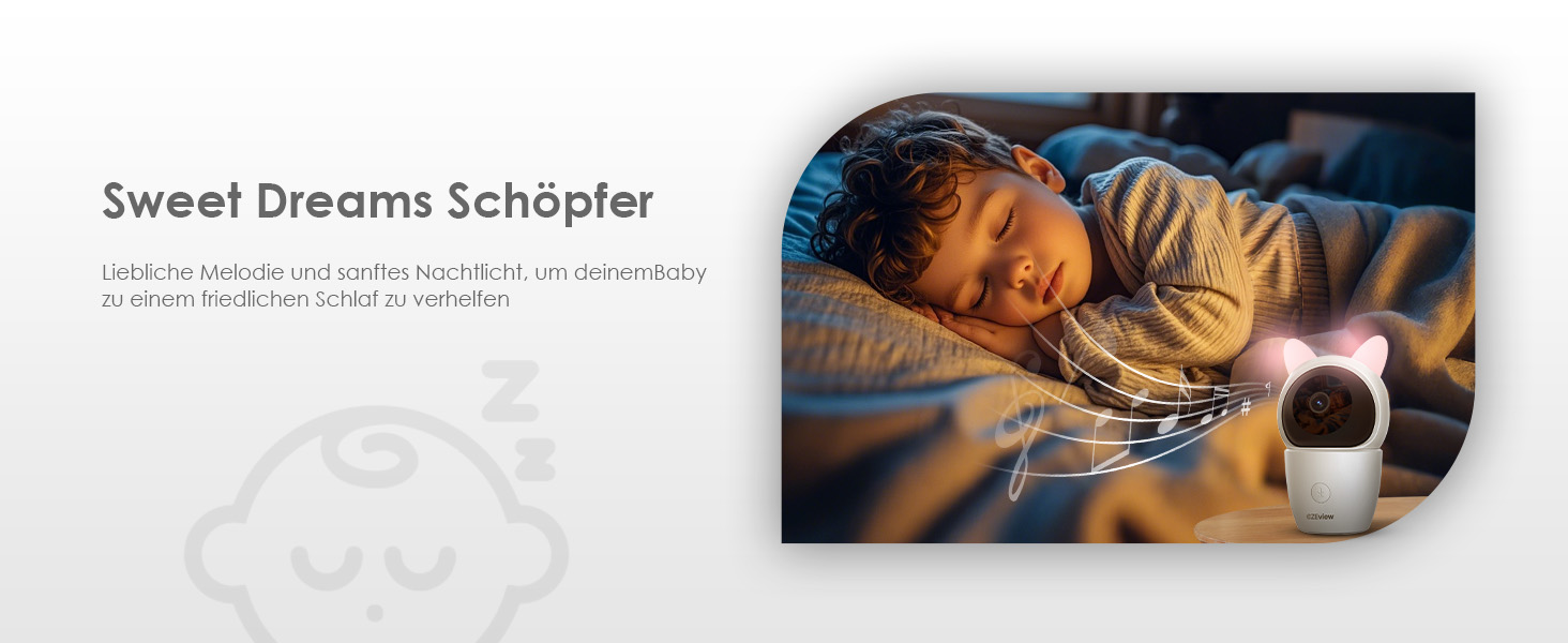 Відеоняня з камерою 2K HD Wi-Fi Babyphone з додатком, 360° огляд, 4x Zoom, нічний режим, датчик руху/плачу/звуку, термометр, чорний - 1 камера