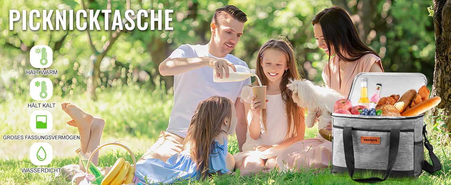 Сумка-холодильник 33л + 15л, складна, для пікніка, 14 год охолодження, велика термосумка для сім'ї, офісу, авто, кемпінгу, BBQ, подорожей, покупок, водонепроникна, блакитна