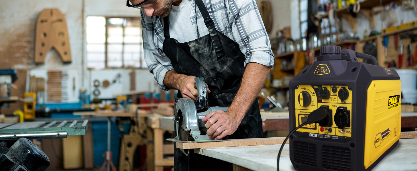 Інверторний генератор Aceup 3400W: бензиновий, 230V/12V, USB, цифровий дисплей, для дому, кемпінгу, 4-тактний, 23кг