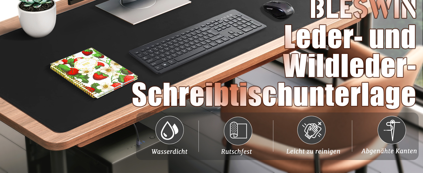 Двостороння шкіряна підкладка на стіл 120x60 см, водонепроникний захисний килимок для робочого столу з замшею (Чорний)