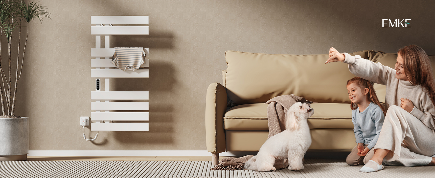 Електричний рушникосушар EMKE з Wi-Fi, 1000x500 мм, 320W, чорний (правий)