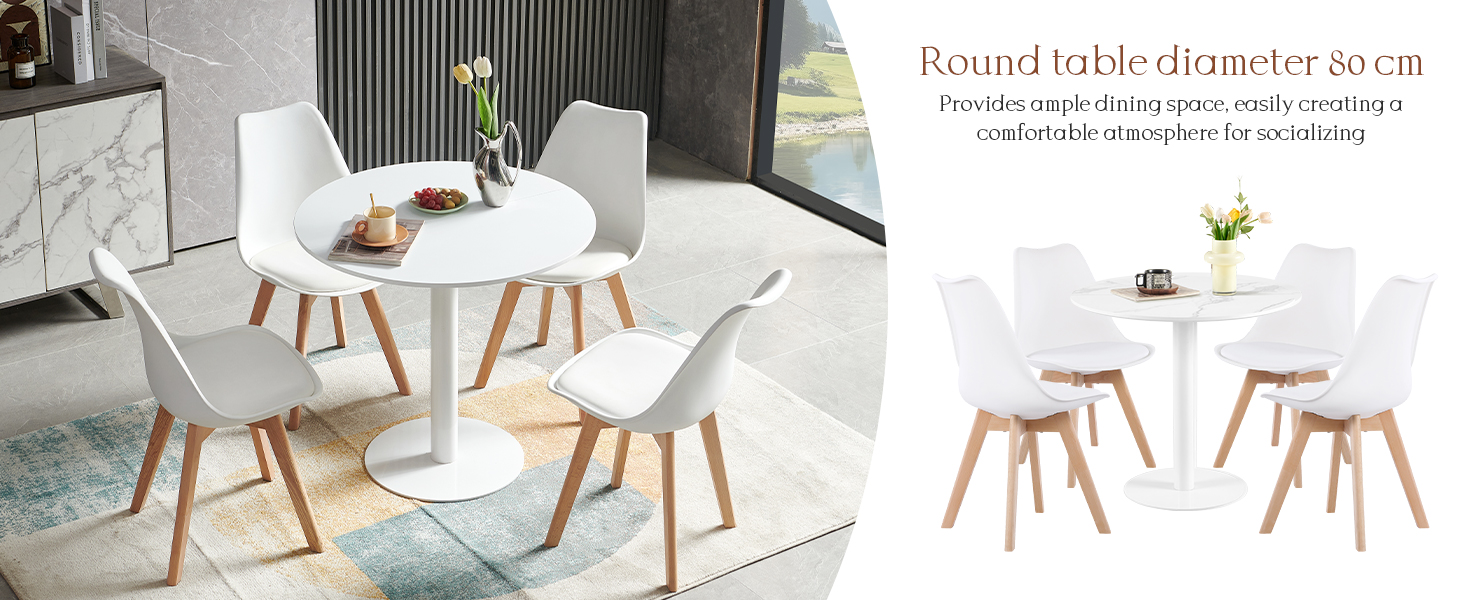 Круглий обідній стіл для кухні, вітальні, балкону - 70x70 см, білий