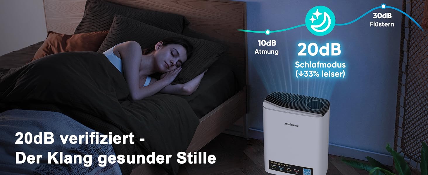 Повітряний очисник Jafända HEPA для алергіків з аромадифузером та фільтром з активованого вугілля, видаляє 99,97% плісняви, пилу, пилку, CADR 268 м³/год (сріблястий)