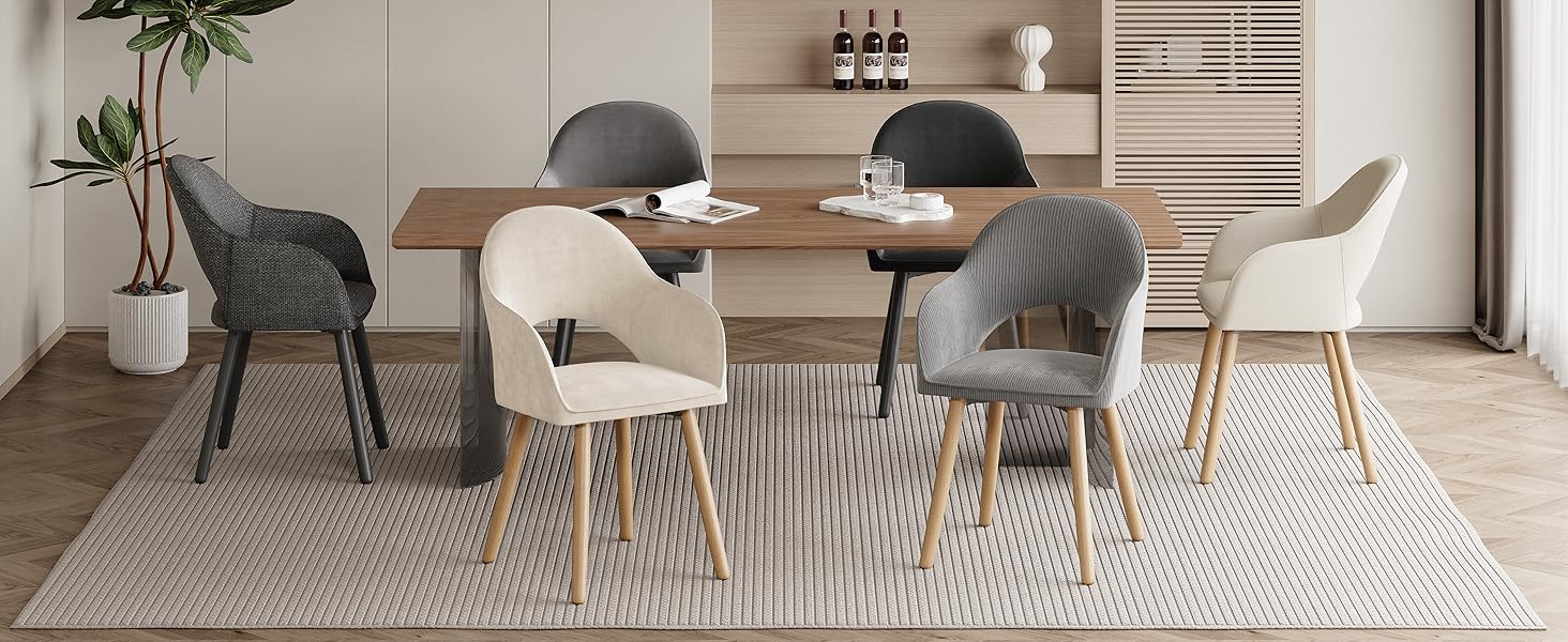 Елегантні кухонні стільці з підлокітниками (2 шт.) - бежевий, дерево, поліестер