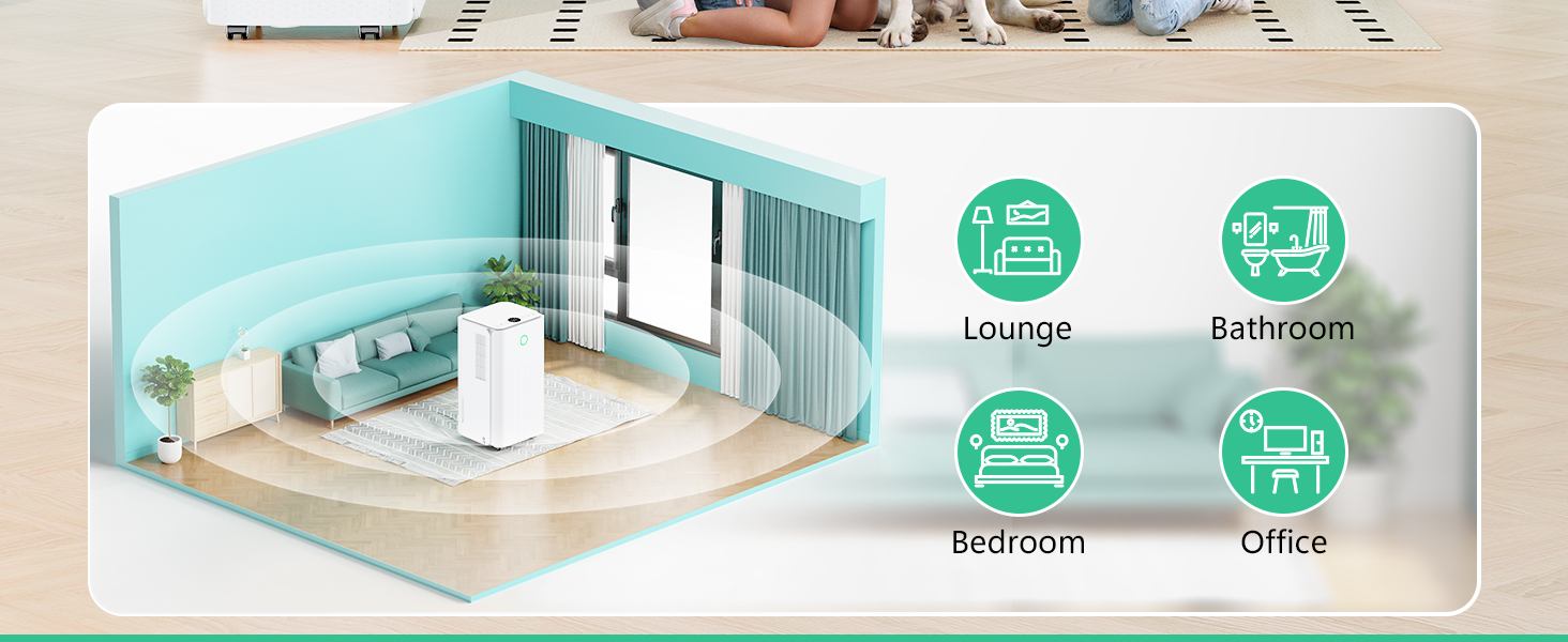 Електричний осушувач повітря 12л/день, тихий осушувач для дому, квартири, підвалу з 3 режимами, таймером 24г, автоматичною відтайкою та енергозбереженням