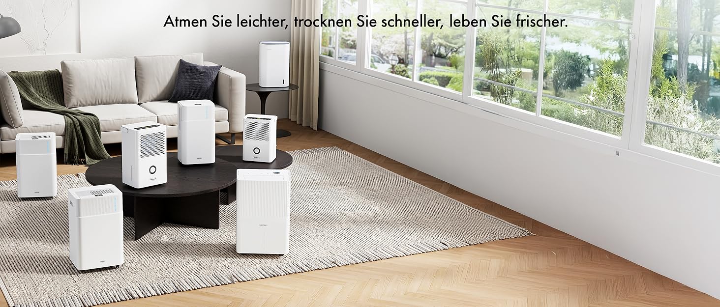 Електричний осушувач повітря VonHaus 12L/24г, для підвалу та приміщень до 125м³, тихий 39dB, з таймером та шлангом для зливу, проти вологи та плісняви