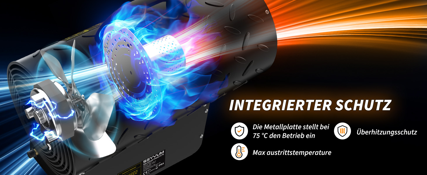 Газова теплова гармата для приміщень 15 кВт, 320 м³/год, з газовим шлангом 1,4 м, 700 мбар