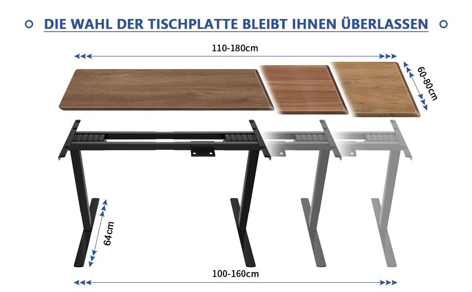 Електричний стіл Homall з регулюванням висоти, 2 мотори, підйом до 100 кг, телескопічний, пам'ять, захист від зіткнень (чорний)