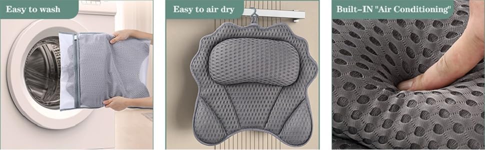 Подушка для ванни RUVINCE ергономічна, з підтримкою голови, шиї, плечей та спини, 4D, 6 присосок, 44x43 см