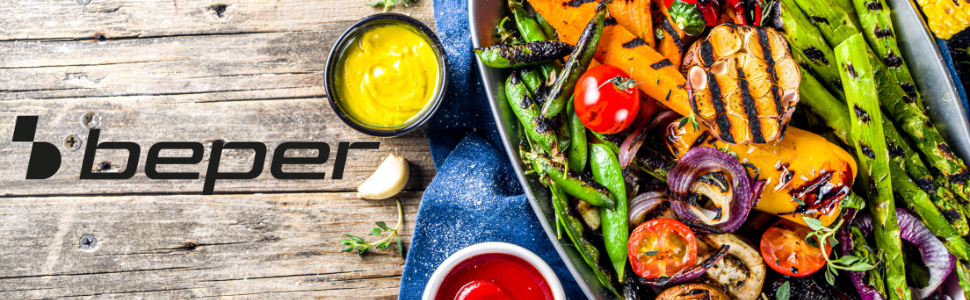 Електрогриль BEPER 90.871 з кришкою, антипригарна поверхня, нержавіюча сталь, 2200 Вт, чорний