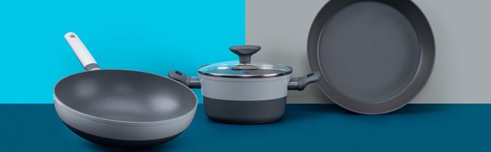 Wok антипригарний Tasty 28x7,8 см з нержавіючої сталі, індукційний, з м'яким дотиком, 20 см каструля