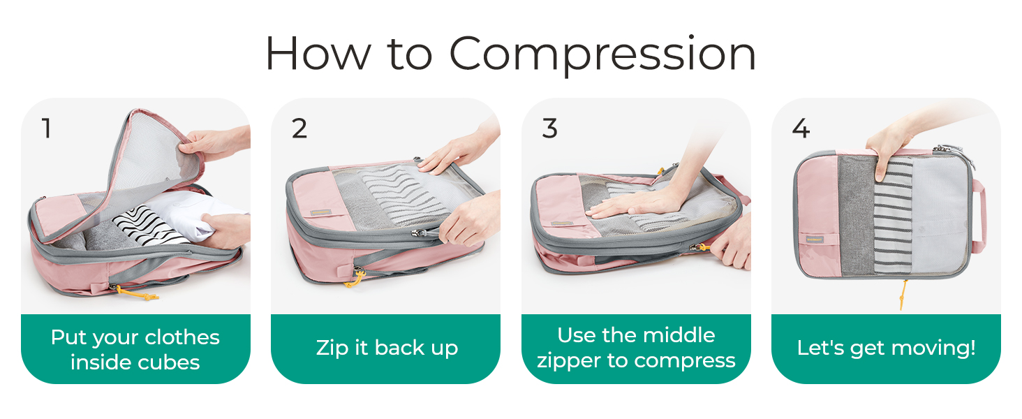 Набір органайзерів для одягу та подорожей BAGSMART (6 предметів), компресійні пакувальні куби з мішком для білизни, чорний