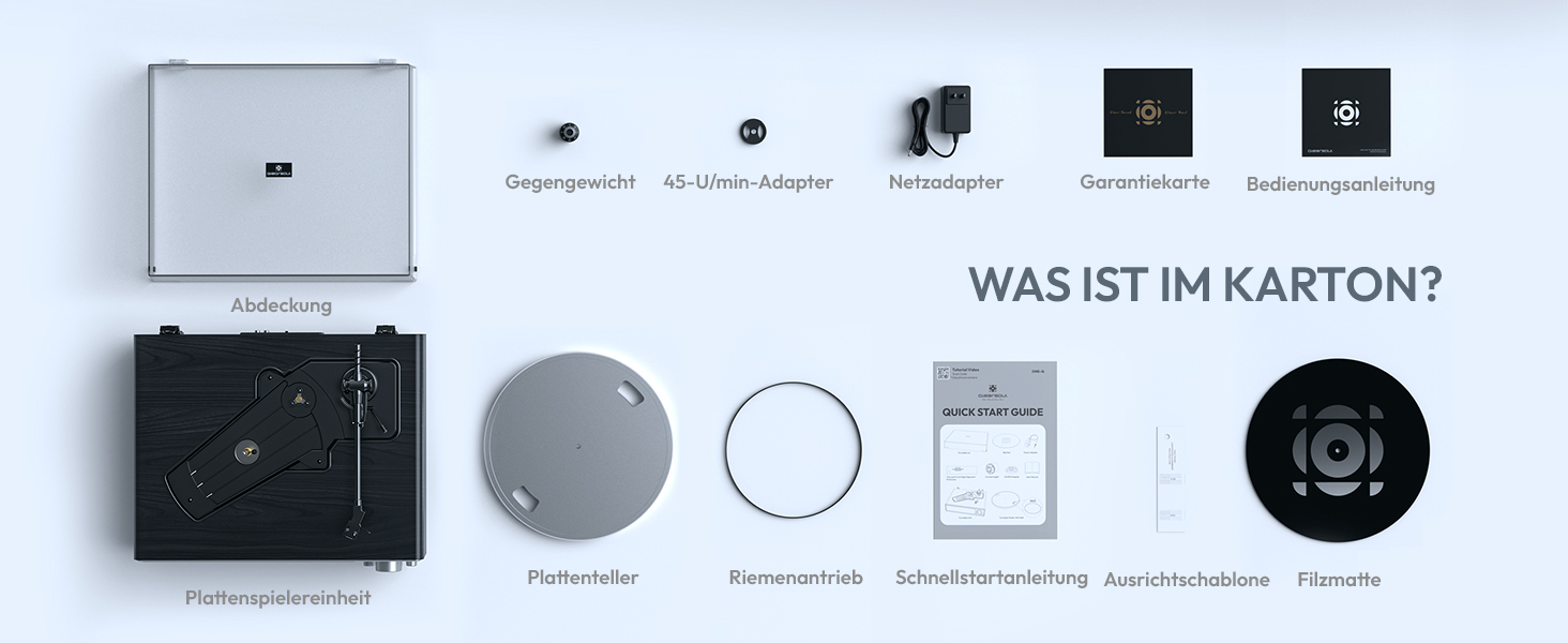 ONE-Q HiFi-програвач вінілу з Bluetooth, вбудованими динаміками, фонокоректором, магнітною голкою AT-3600L, 33/45 об/хв, чорний