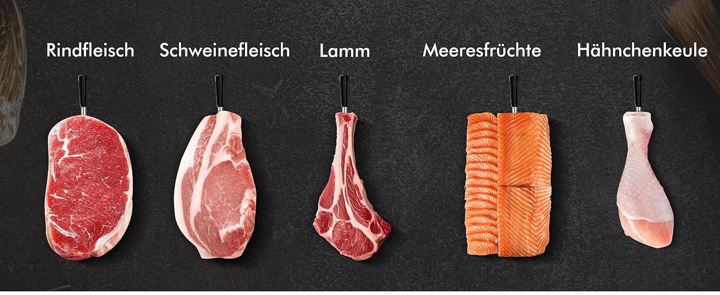 Термометр для м'яса з дистанційним моніторингом 130 м, для гриля, духовки, коптильні та кухні, термометр для гриля, IPX7 водонепроникний, відстеження температури в реальному часі, сумісний з iOS/Android, сріблясто-сірий