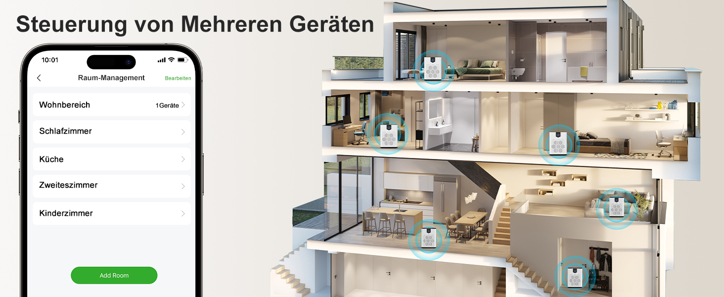 Повітряочисник для алергіків та курців, 120 м², з HEPA фільтрами, CADR 350 м³/год, керування через додаток, тиха робота 22 dB