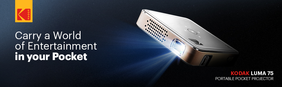 Портативний проєктор Kodak Luma: 1080p HD LED DLP з вбудованим динаміком, HDMI, USB, Micro SD, сумісний з iOS та Android