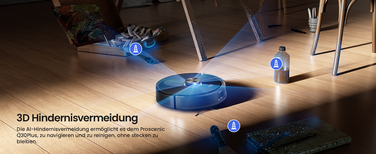 Робот-пилосос Proscenic Q20Plus з функцією миття, 10000Pa, 200хв, бездротовий, самостійна очистка, 3-в-1 для тварин, килимів, твердих поверхонь, чорний