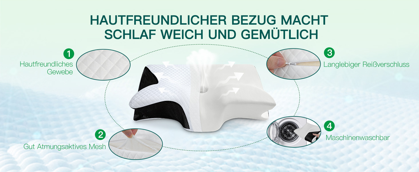Подушка для шиї з піни Memory Foam 2-в-1, ергономічна, 60x40x12/14 см, чорна. Для спини, боку та живота.