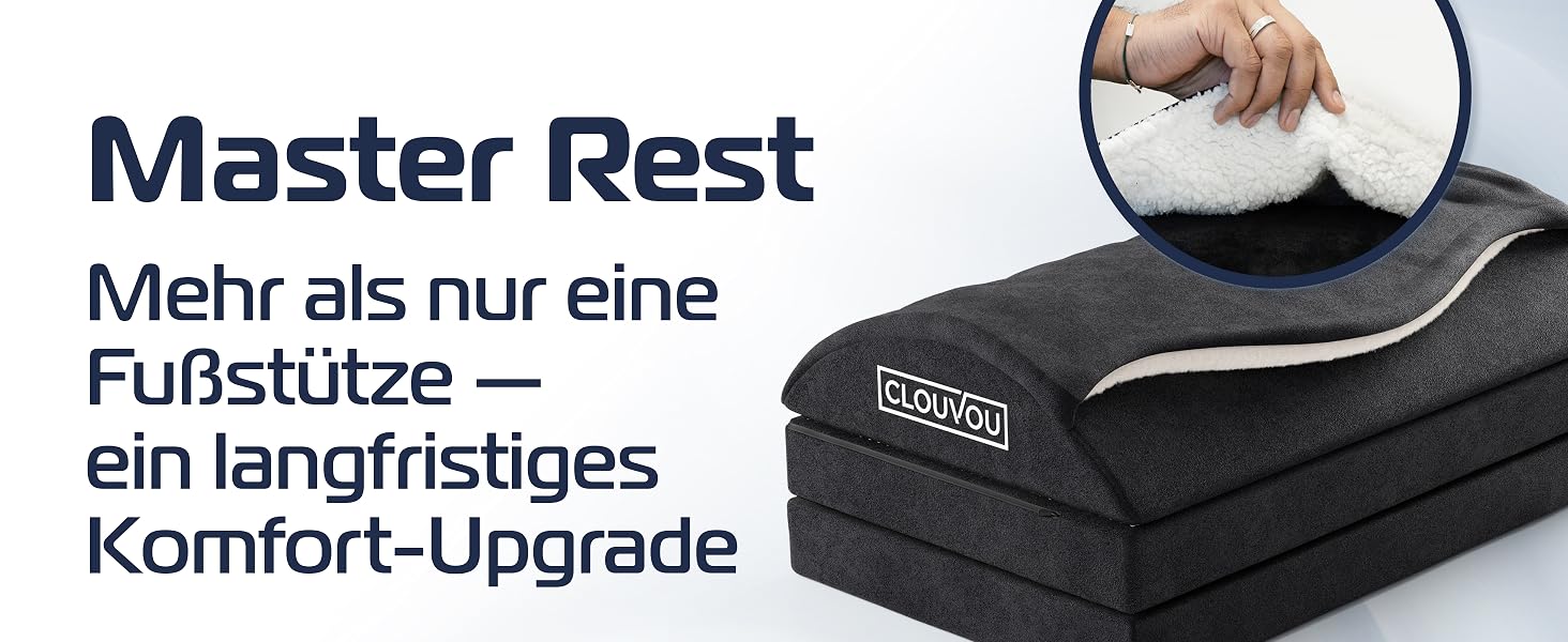 Ергономічна підставка для ніг під стіл CLOUVOU MasterRest, регульована за висотою підніжка для офісу та дому, м'яка підставка-подушка для ніг
