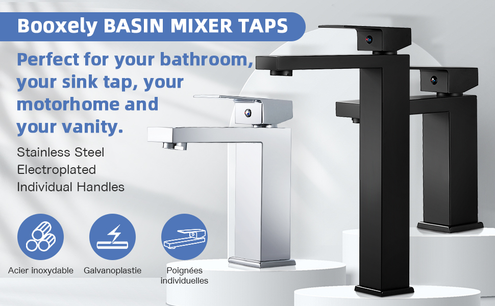 Змішувач для ванної кімнати на мийку, хромований, з висотою 164 мм, однорідний, з гарячою та холодною водою, G3/8